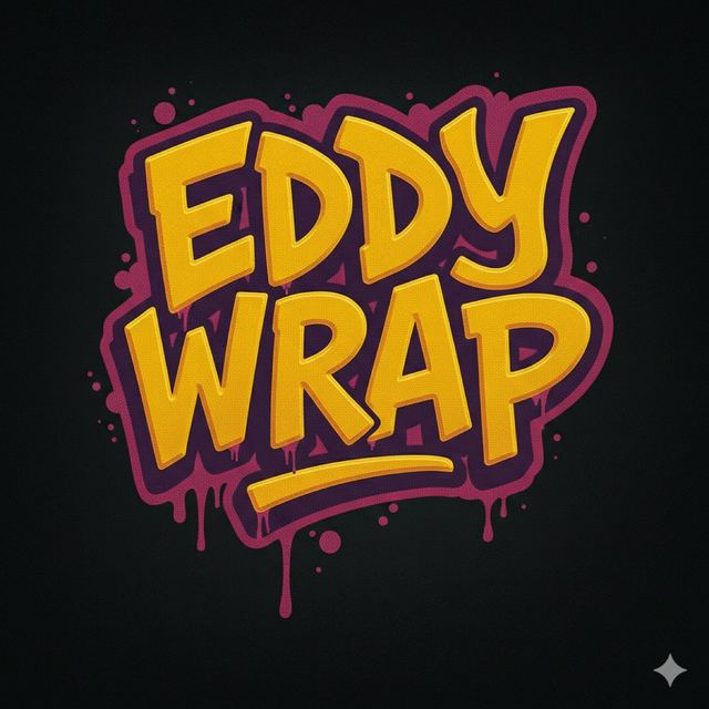 Logo de Eddy Wrap en amarillo y magenta